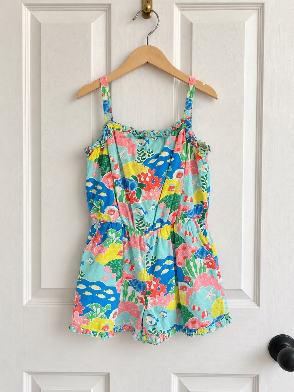 Mini Boden Girls 11-12Y Under the Sea Coral Reef Romper 100% Cotton